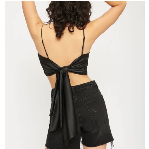 DYNAMITE  Valeria Satin Tie-Back Crop Cami Ruby Red NEW Size Medium - Picture 10 of 10